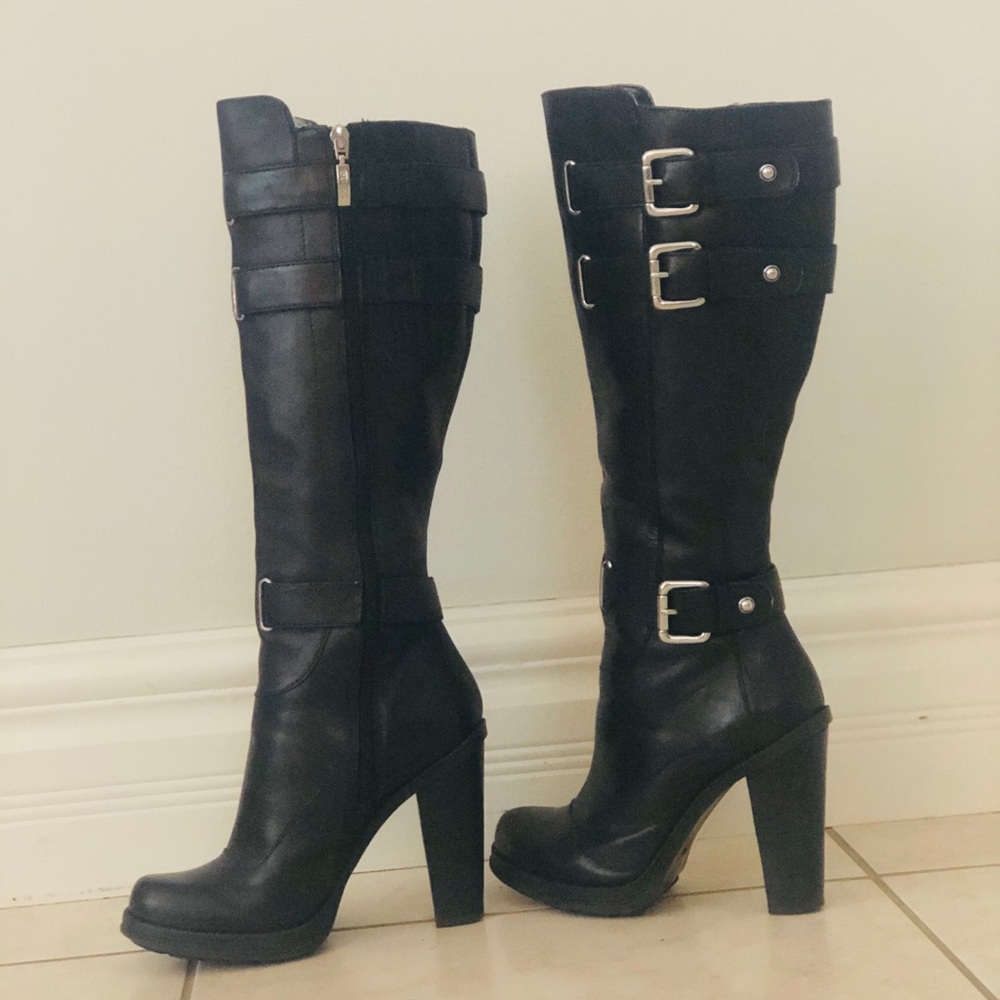 Guess Black Buckle Tall Boots 7.5